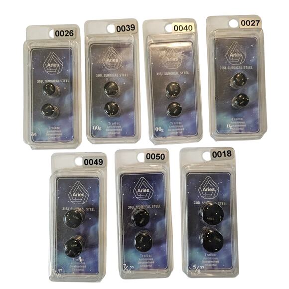 ARIES Constellation Zodiac Ear Jewelry Plug 316L Surgical Steel Bundle Lot of 7 - Picture 1 of 6